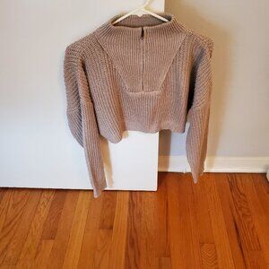 CROP TOP SWEATER - TAN - LARGE